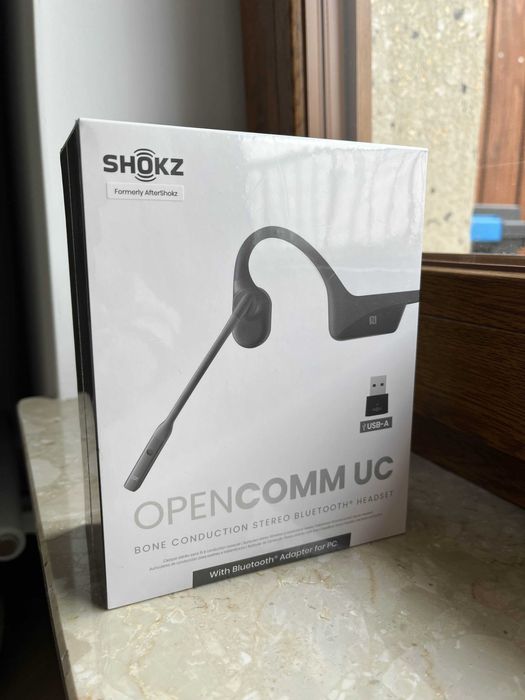 Shokz OpenComm UC (czarne)– słuchawki Bluetooth z przew. kostnym