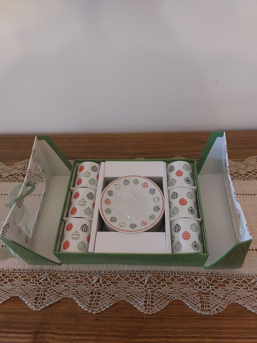 Conjunto 6 chávenas de café de Natal
