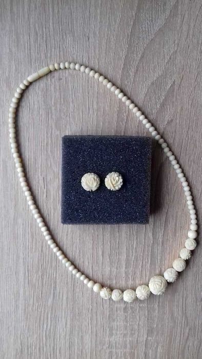 Вінтажне намисто сережки комплект целулоїд кістка