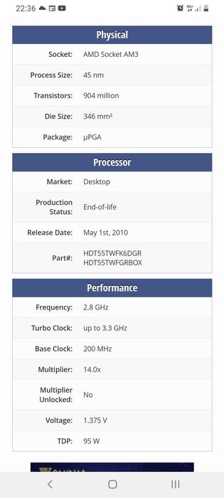 Amd phenom 2 x6 1045t