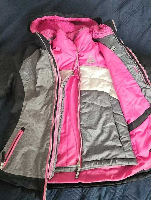 Komplet kurtka, podpinka, spodnie, czapka na narty 7-9 lat