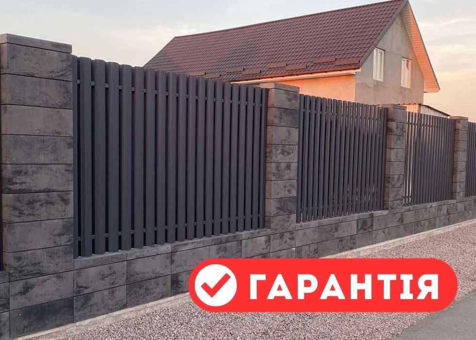 Євроштахетник | оцинкований метал з покриттям під дерево | під замовлення