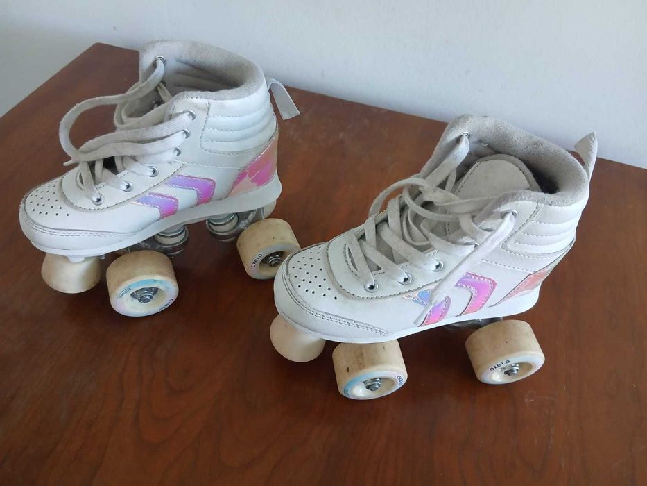 Patins Quad Oxelo 100 Criança - Brancos Rosa - Kids