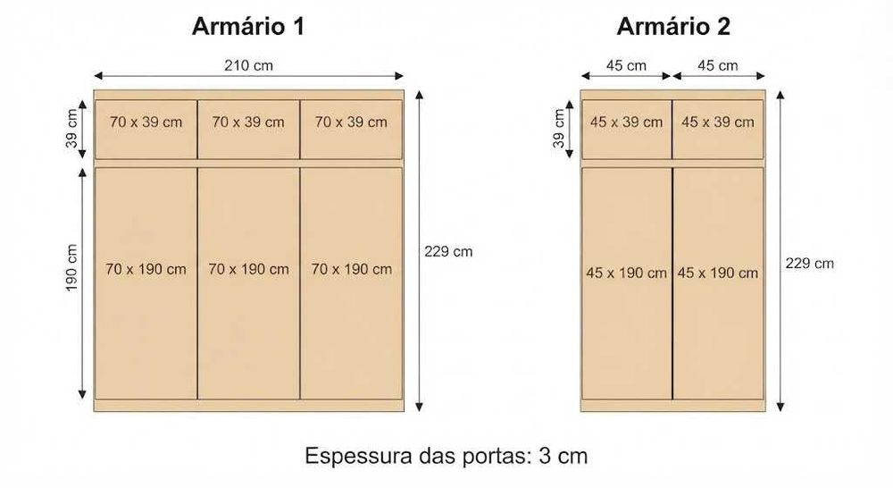 Portas de Roupeiro Robustas com Ferragens