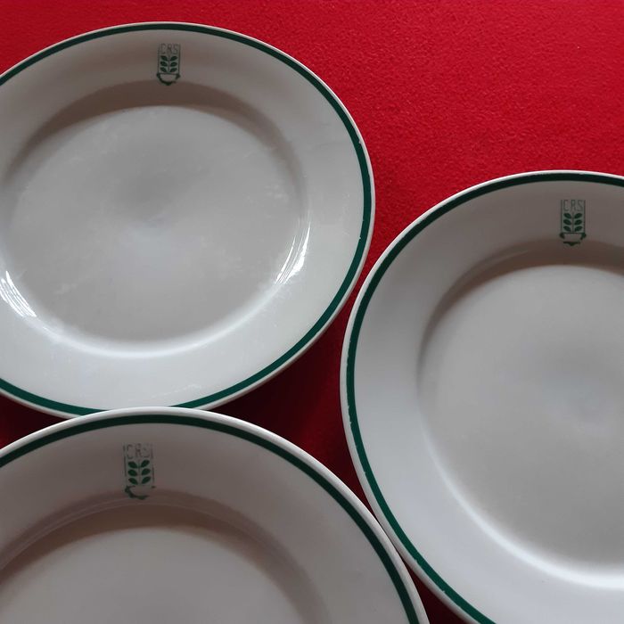 Talerz duży obiadowy płaski,porcelana PRL Lubiana CRS ,cena za 3 szt