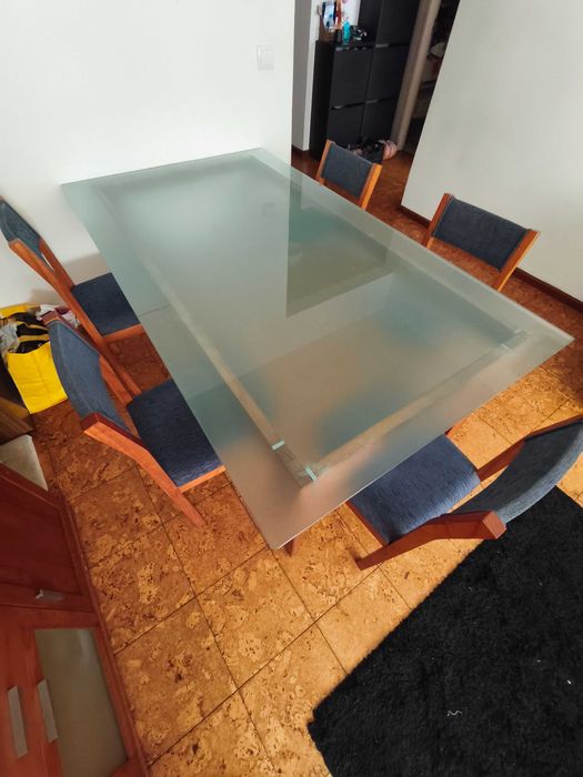 Conjunto de Mesa de Jantar com 5 Cadeiras - Madeira de Cerejeira Maciça