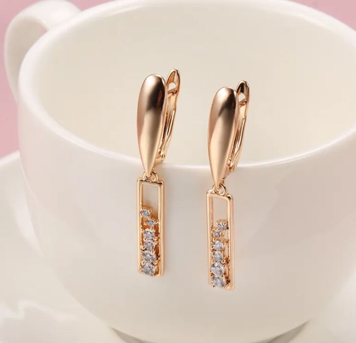Сережки та ланцюжок(47см.), медичне золото