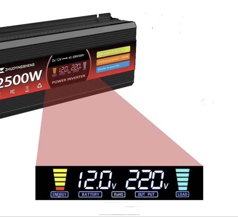 Інвертор для дому 1000 W / 12V-220V