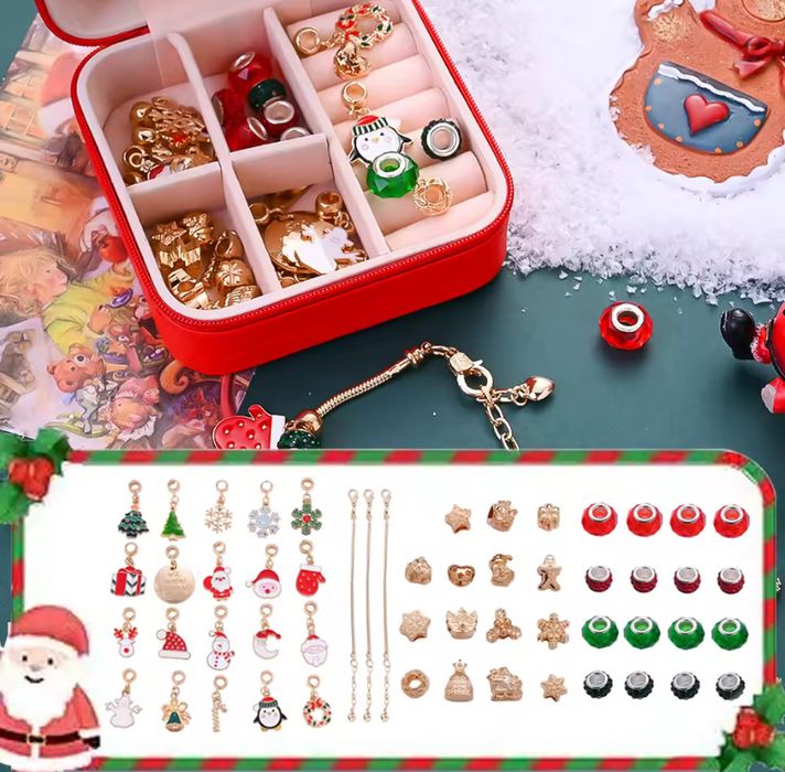 Новорічний набір браслетів, різдвяний набор, новогодний пандора брасле