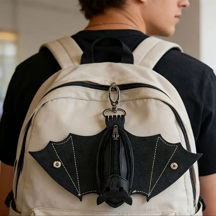 Готический кошелек для монет в виде летучей мыши ручной работы.