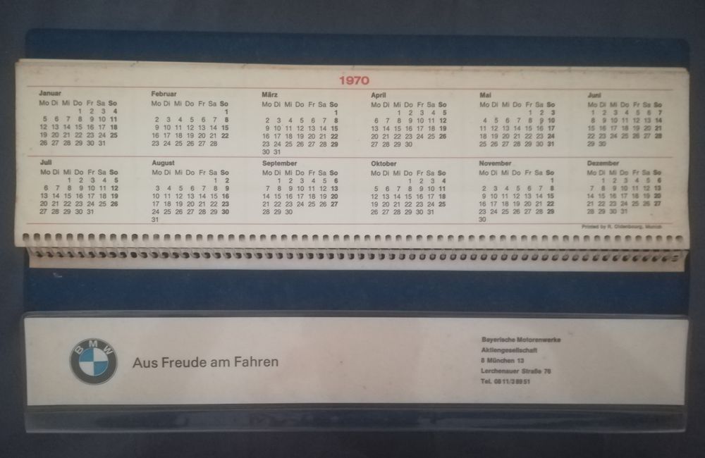 Agenda BMW para colecionadores 1969