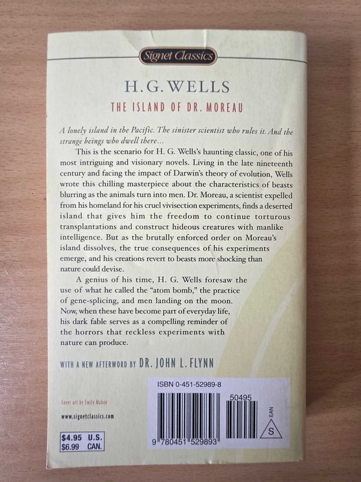 Livro de ficção científica "The Island of Dr. Moreau" de H. G. Wells