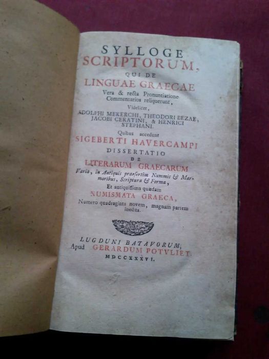 1736 Sylloge Scriptorum Qui de Linguae Graecae et Numismata Graecae