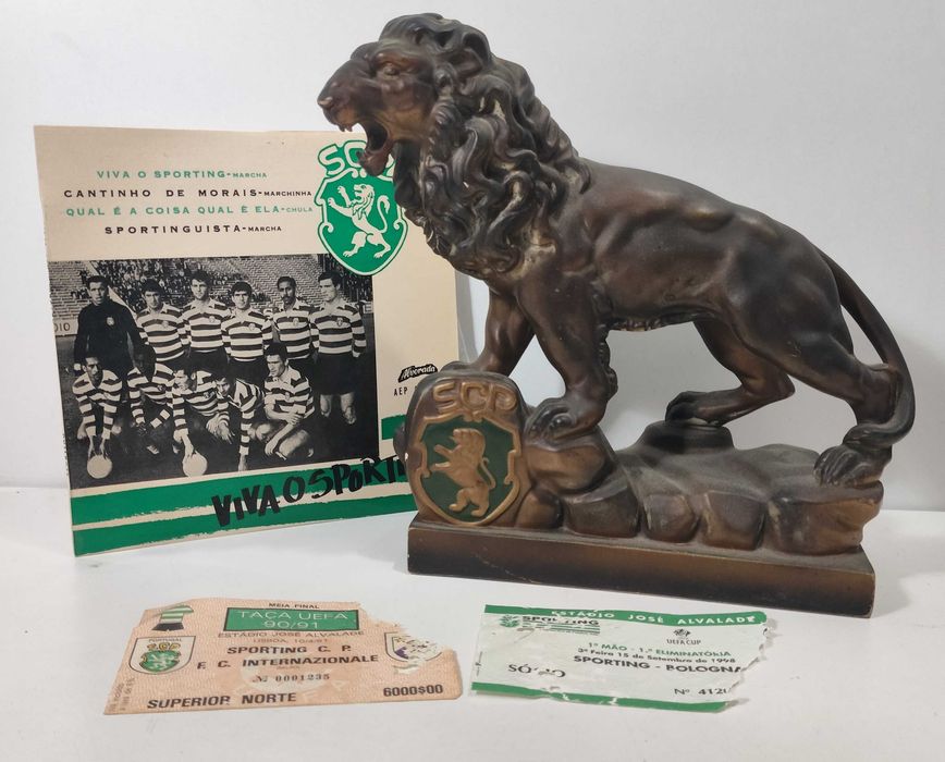 Sporting - Bilhetes , Disco e estatueta do Leão