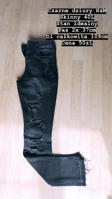 Spodnie H&M 40 dziury skinny