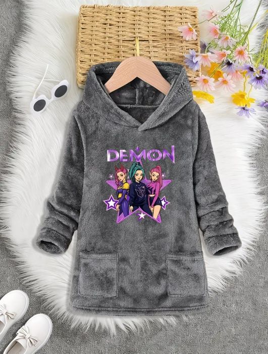 Ciepła bluza z kapturem Dziewczęca Kpop Demon Hunters Huntrix Roz. 110
