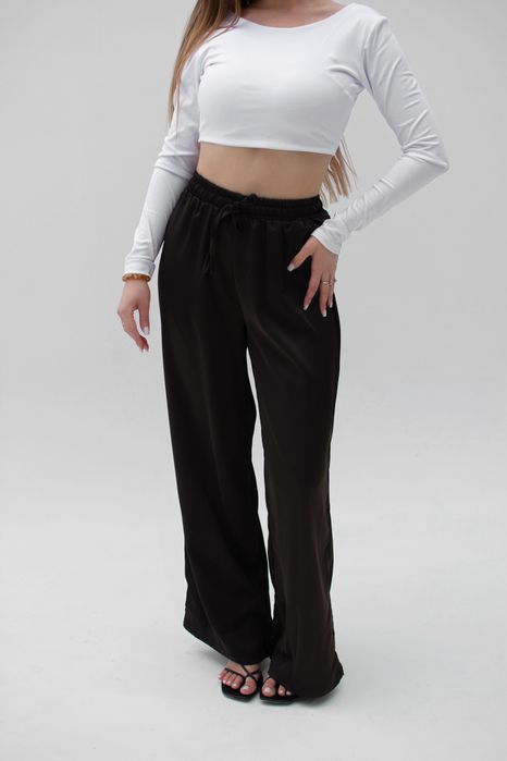 Топ з відкритою спиною з рукавами | Жіночі шовкові брюки