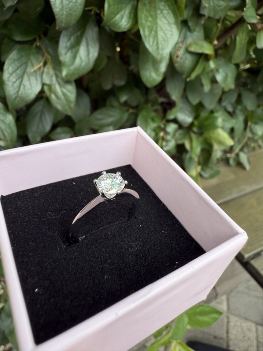 1 ct 6,5 мм 16 17 размер кольцо с бриллиантом муассанитом серебрянное