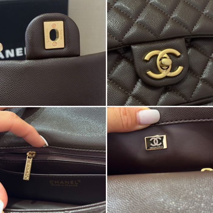 Сумка Chanel Шанель класична шкіряна на ланцюжку шоколадна коричнева біла вечірня міні сумочка на цепочке