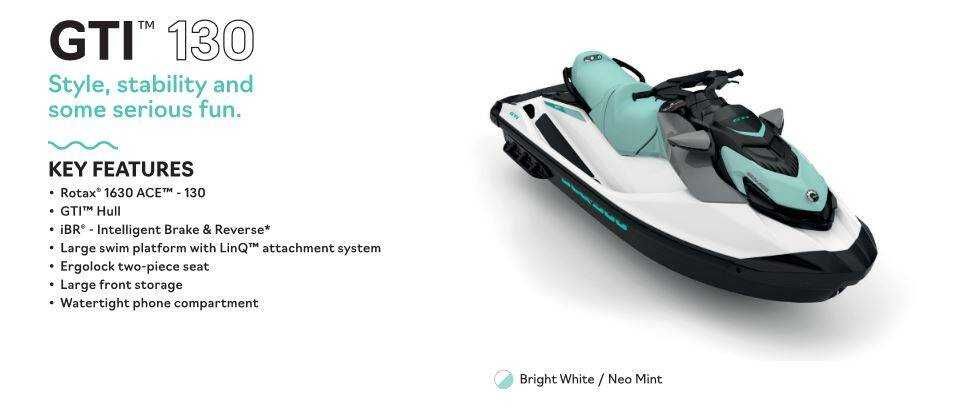 Sea-Doo GTI 130 White/ Neo Mint 2025