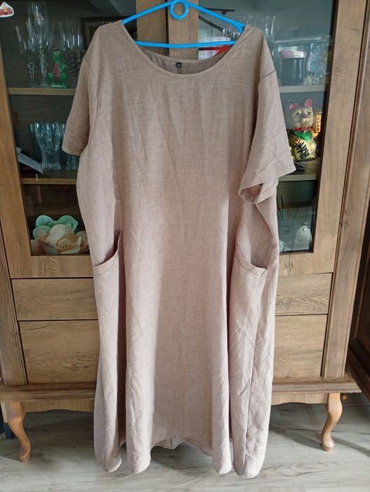 Nowa sukienka damska beżowa 5xl