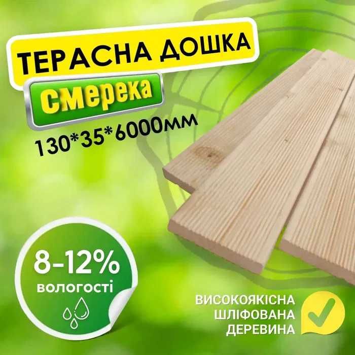Террасна дошка від виробника 130*35*3000 мм. (Вагонка, Імітація бруса)