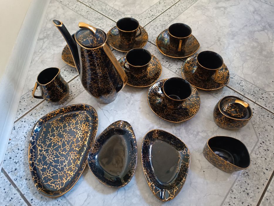 Retro serwis kawowy Ira Chodzież, sygnowany serwis kawowy Iza