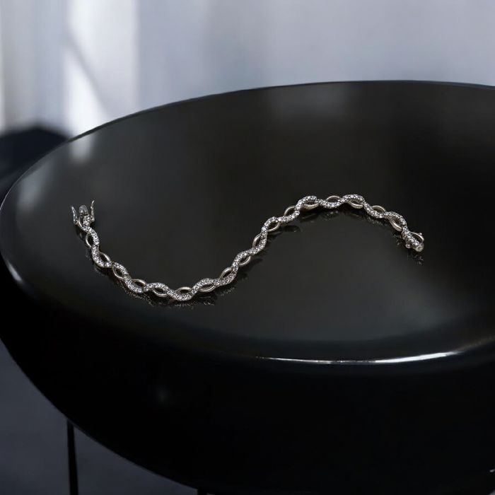 Apart. Srebrna bransoletka z cyrkoniami 925 próba.