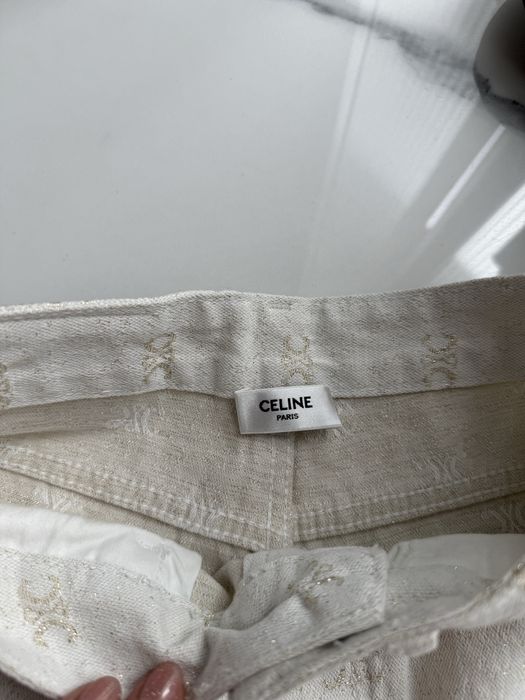 Spodnie jeans celine size s biale zloto