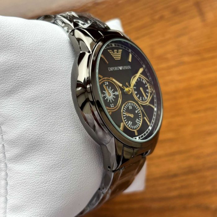 Хіт! Чоловічий годинник Emporio Armani на браслеті чорного кольору