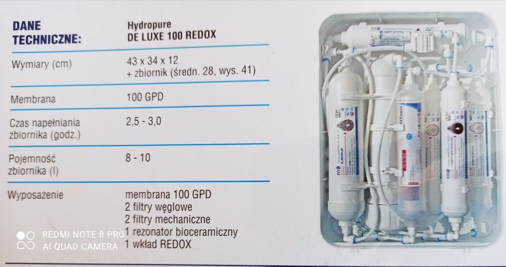 Filtr wody odwrócona osmoza, woda alkalizująca Redox membrana 150 gpd.