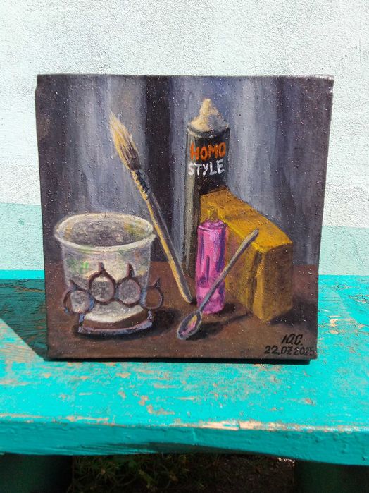 Картина натюрморт. Холст 18х18. Акрил