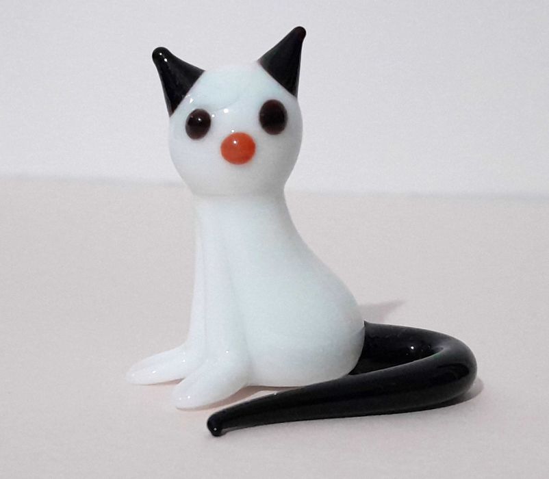 Figuras em vidro soprado antigas - Cisne, Cães e Gato - Conj. 1
