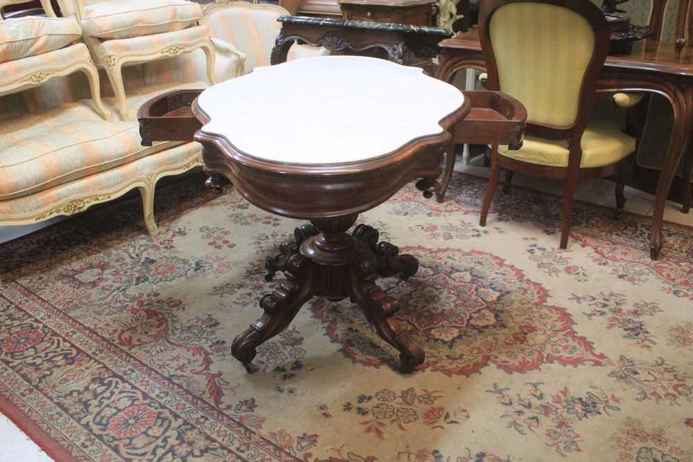 Stół eklektyczny 2 szufladki - blat marmur - Gryfino