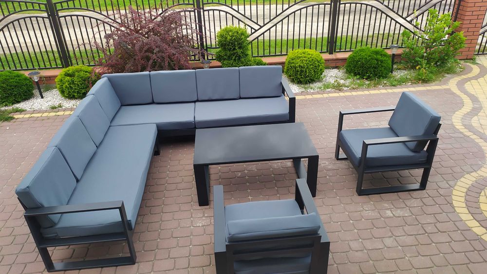 Nowoczesne meble tarasowe ogrodowe- metalowe/ Narożnik