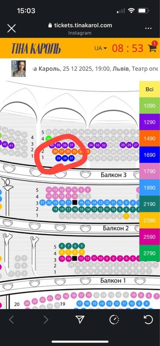Продам квиток на концерт Тіни Кароль у Львові , 25 грудня
