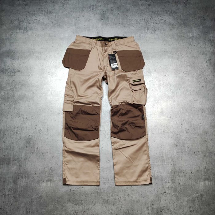 MĘSKIE Spodnie Work Bojówki Wzmocnione NOWE Dunlop Cordura Klapy Logo