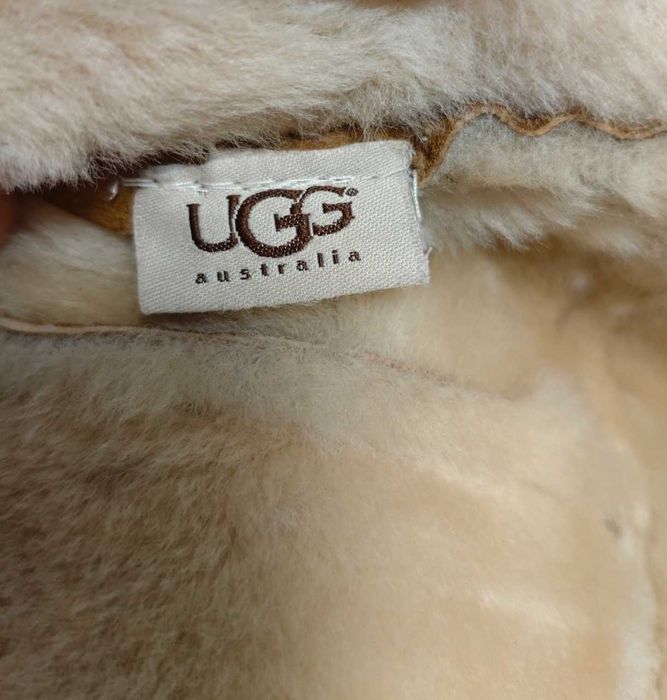 Ugg australia шапка панама зимова з овчини замшева жіноча коричнева