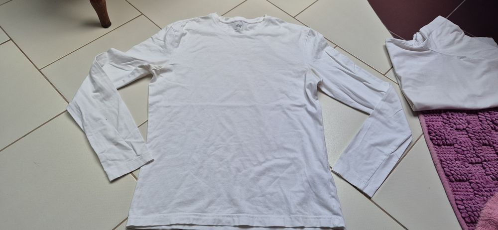 Biała bluzka.z długim rękawem M męska