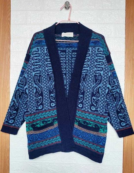 винтажный шерстяной кардиган / орнамент / ар-нуво / ретро / Past Times