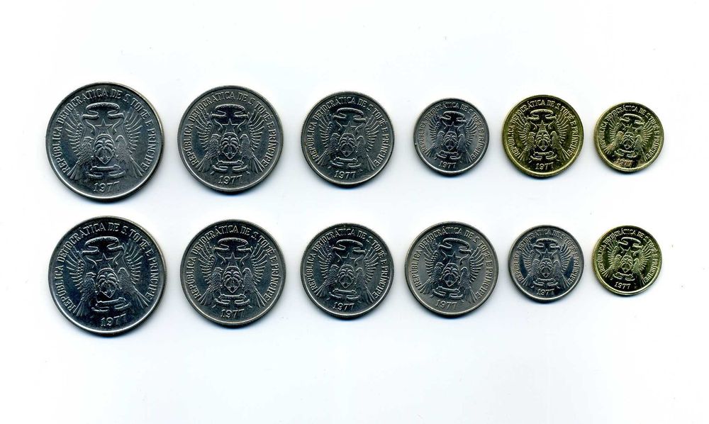 12 Moedas antigas de S. Tomé e Principe 1977