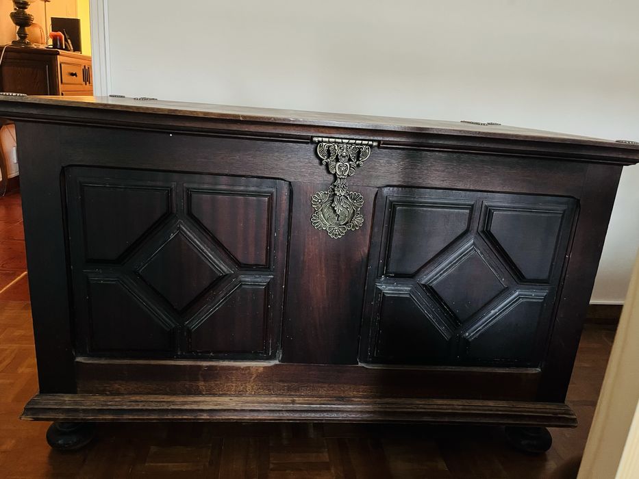 Arca antiga em madeira maciça – resistente e decorativa