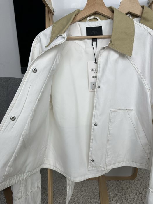 Куртка вітровка zara біла піджак бомпер XS, L