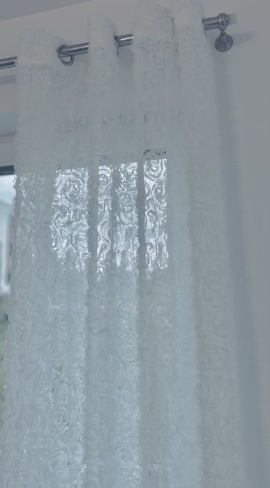 Firanka firana róże 3D krotka cudo biala przelotki