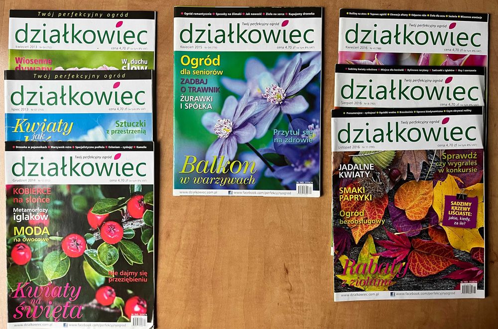 Działkowiec, luźne numery z lat 2013, 2014, 2015, 2016 komplet
