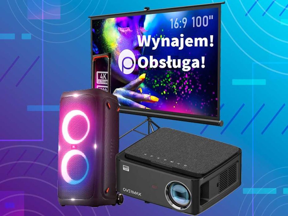 Wynajem Rzutnik Projektor Głośnik JBL 710 310 Ekran Projekcyjny