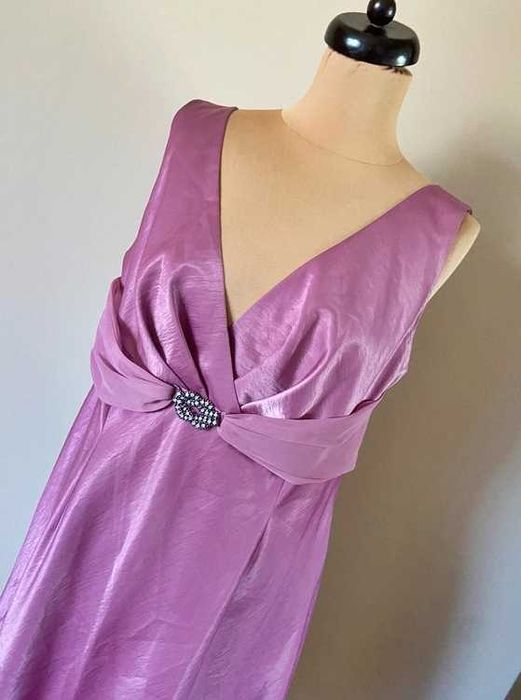 46 48 aldra sukienka roż pastele elegancka śliska +size plus size