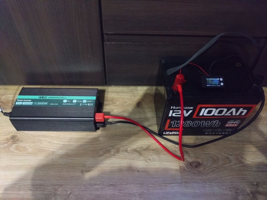 Przetwornica GREENCELL + Akumulator LiFePO4 12v 100ah