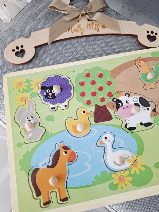 Układanka drewniana dla dzieci zwierzęta puzzle
