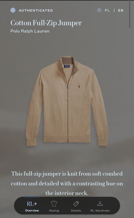 Sweter Sweterek Bawełniany Męski Rozpinany Ralph Lauren L